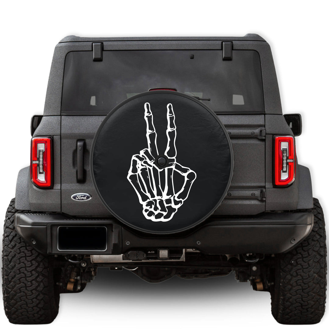 Skeleton Peace Sign Tire Cover - Mud Digger Design Co