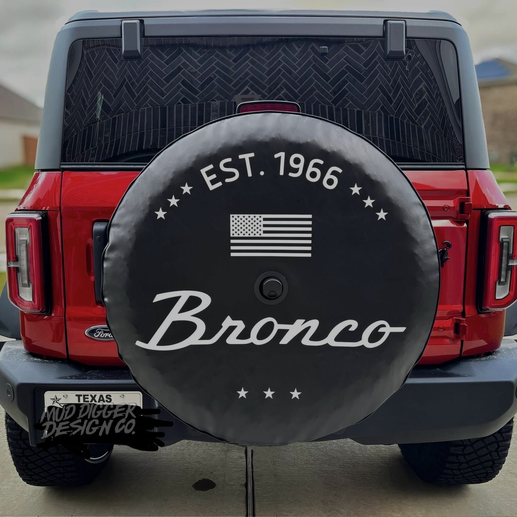Ford Bronco American Flag Tire Cover