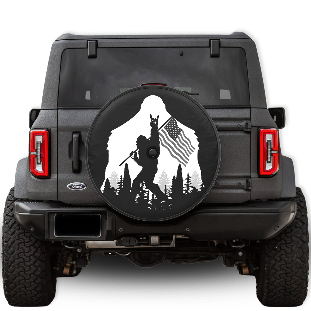B&W Patriotic Sasquatch Tire Cover - Mud Digger Design Co
