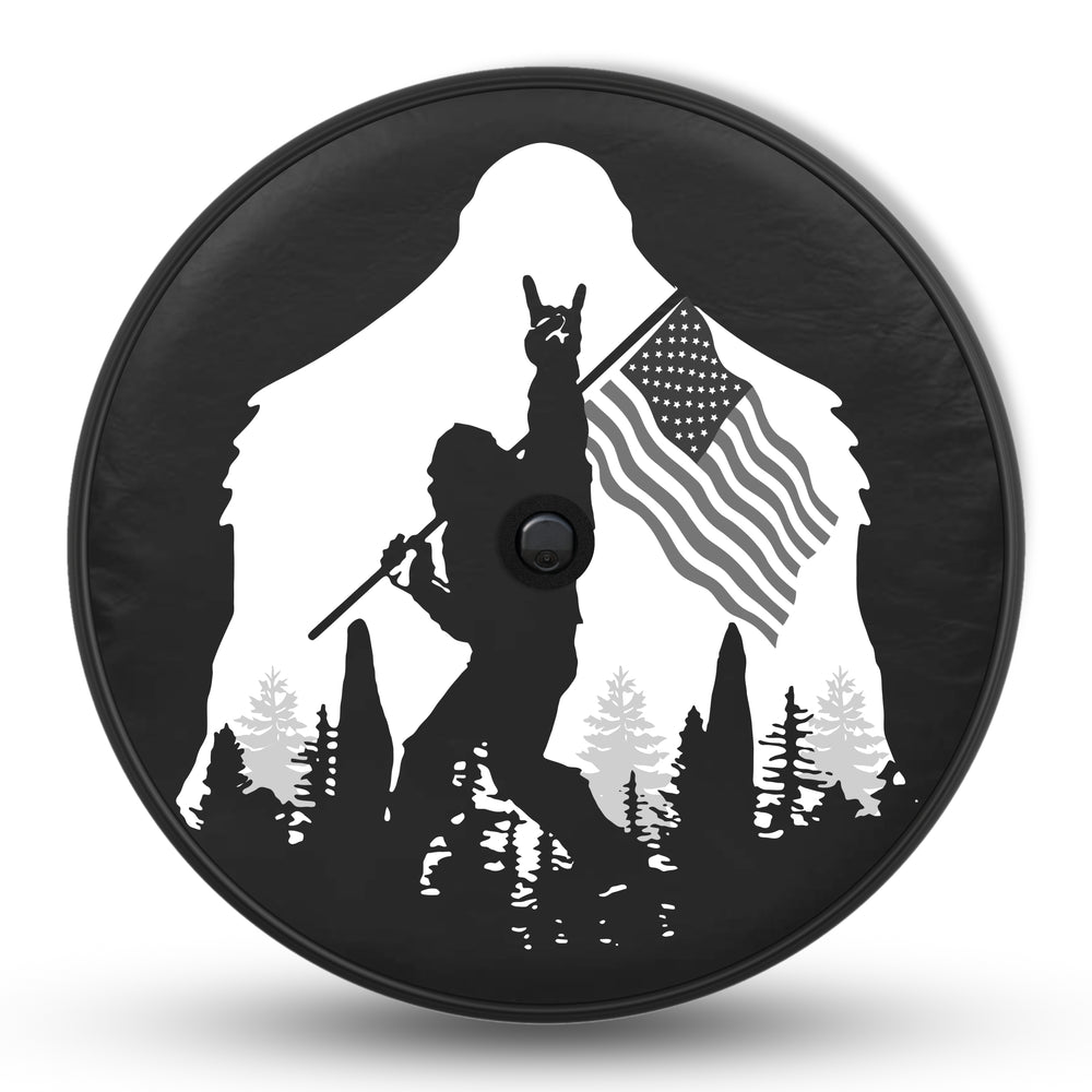 B&W Patriotic Sasquatch Tire Cover - Mud Digger Design Co