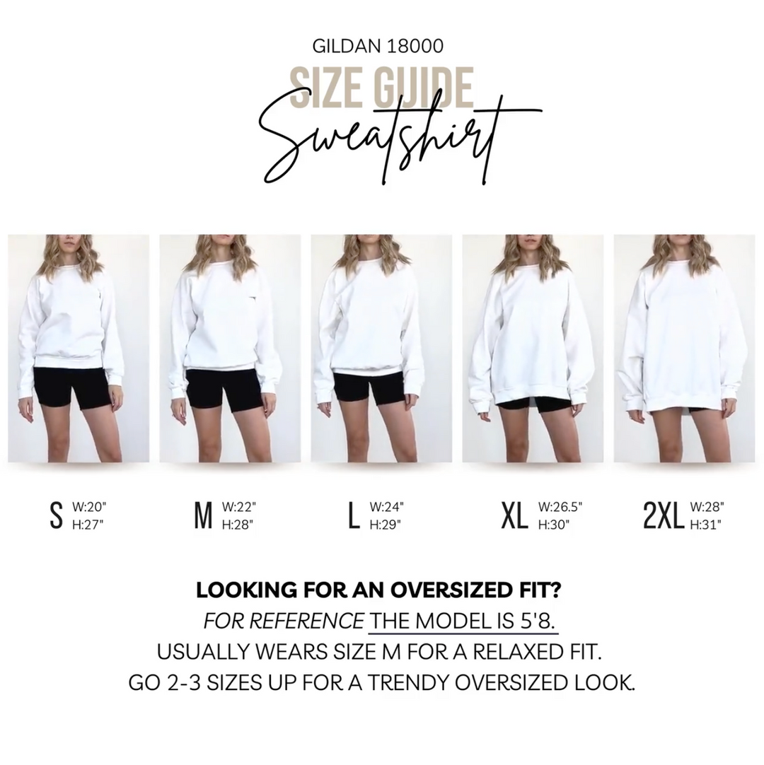 Sweatshirt Size Guide Gildan 18000