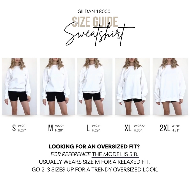 Sweatshirt Size Guide Gildan 18000