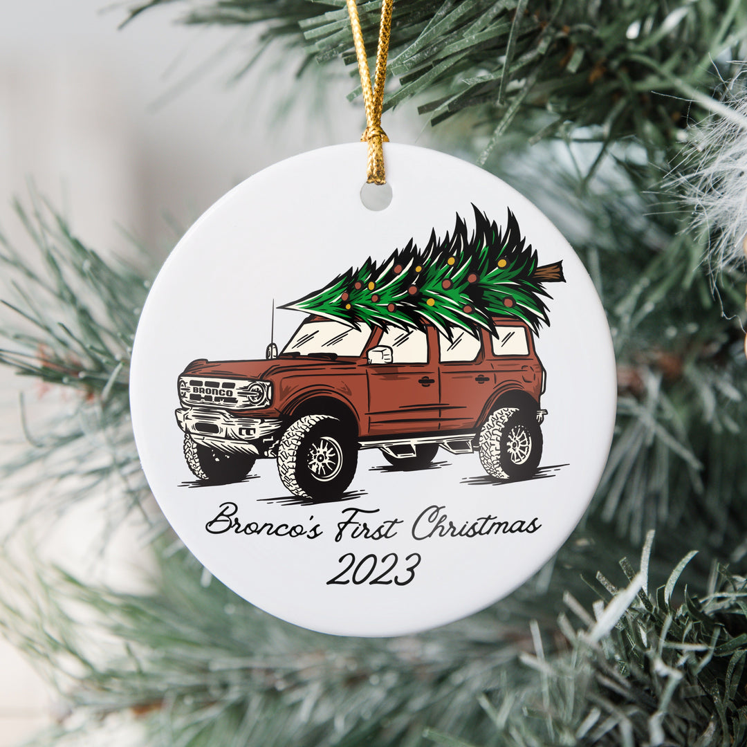 "Bronco's First Christmas" Ornament - Mud Digger Design Co