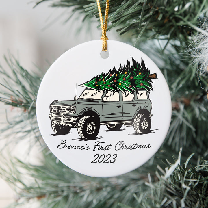 "Bronco's First Christmas" Ornament