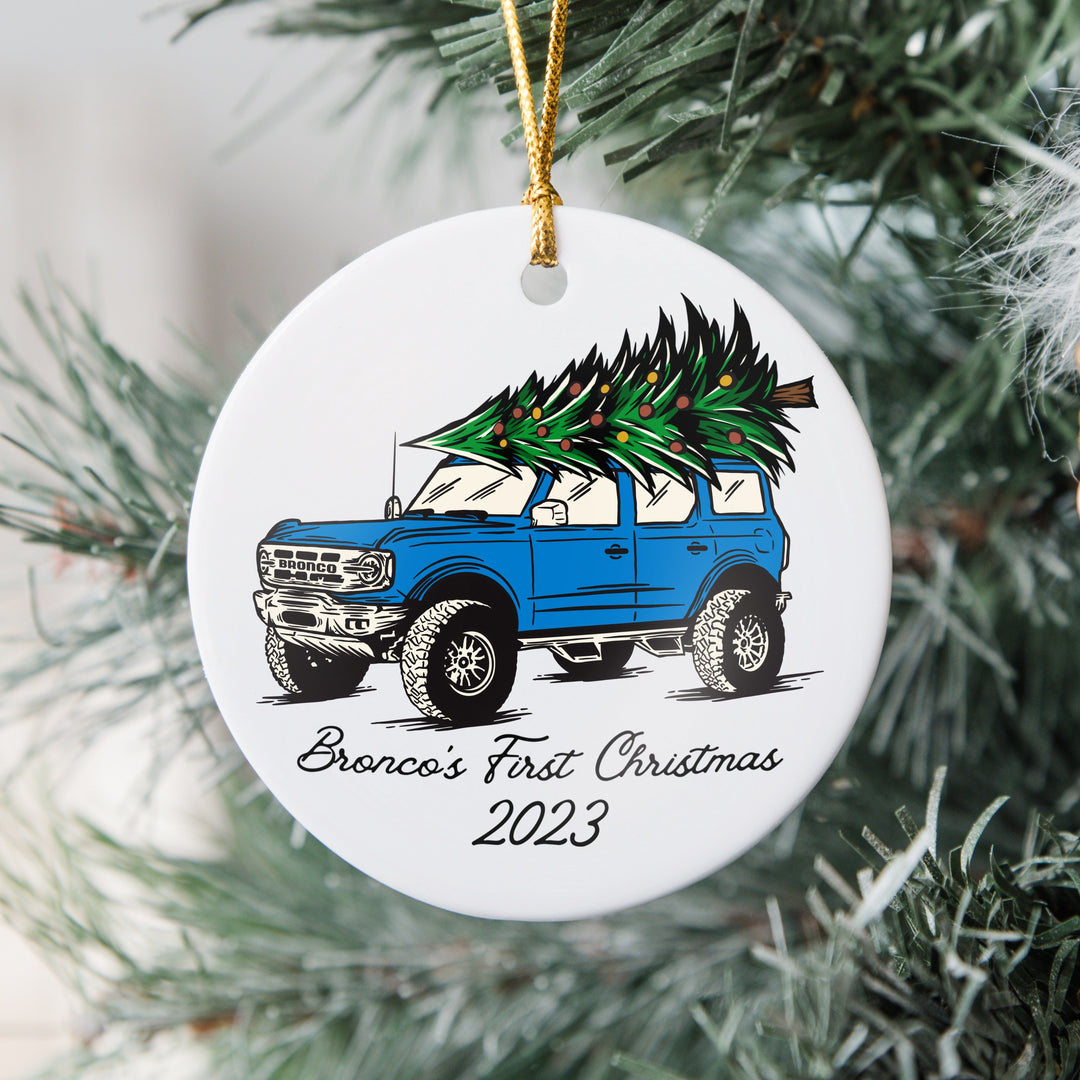 "Bronco's First Christmas" Ornament - Mud Digger Design Co