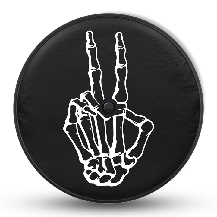 Skeleton Peace Sign Tire Cover