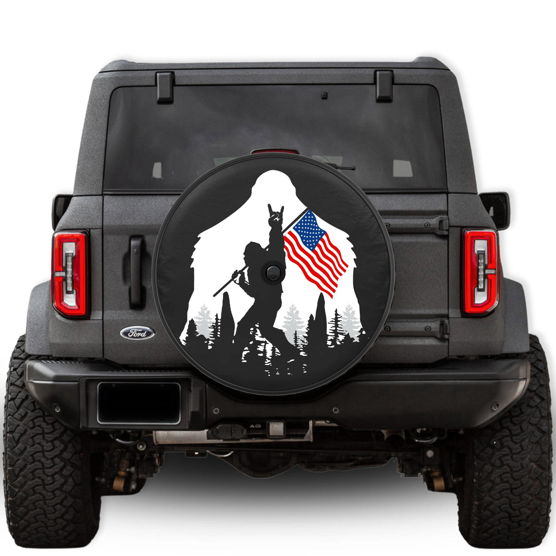 Patriotic Sasquatch Tire Cover - Mud Digger Design Co