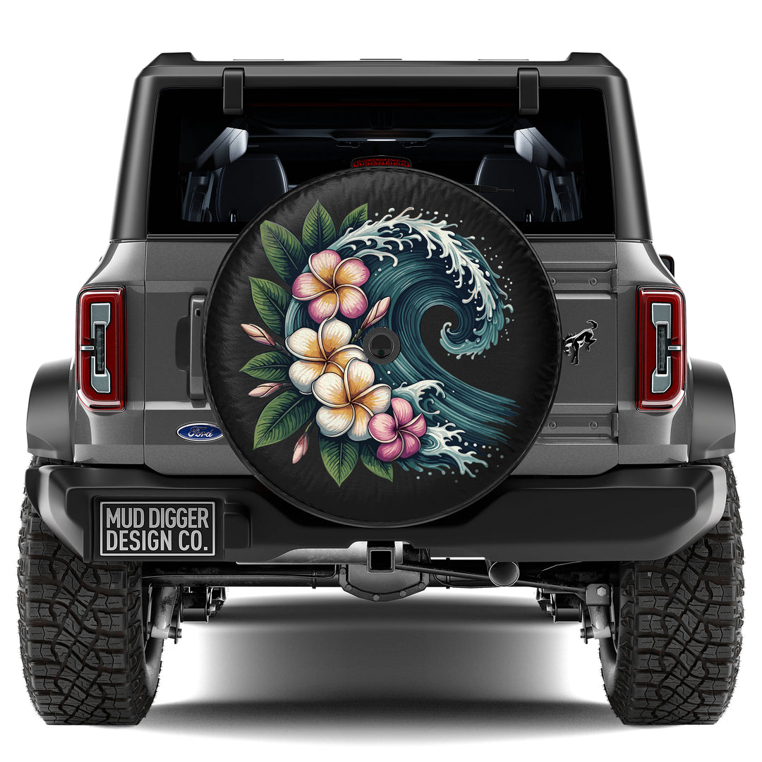 Floral Wave Tire Cover