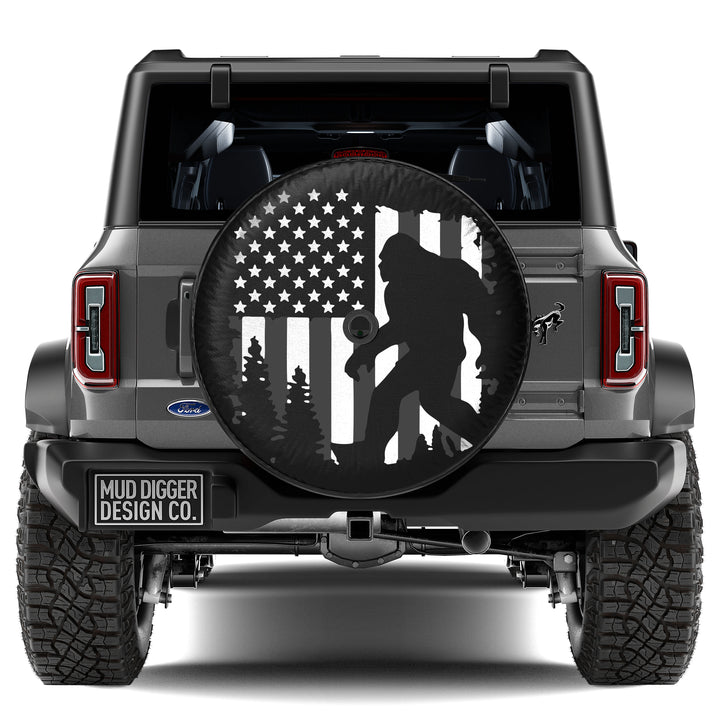 B&W Bigfoot Flag Tire Cover
