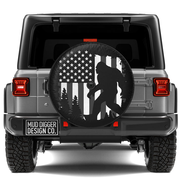 Jeep B&W Sasquatch Flag Tire Cover