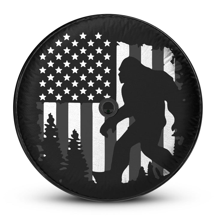 Jeep B&W Sasquatch Flag Tire Cover