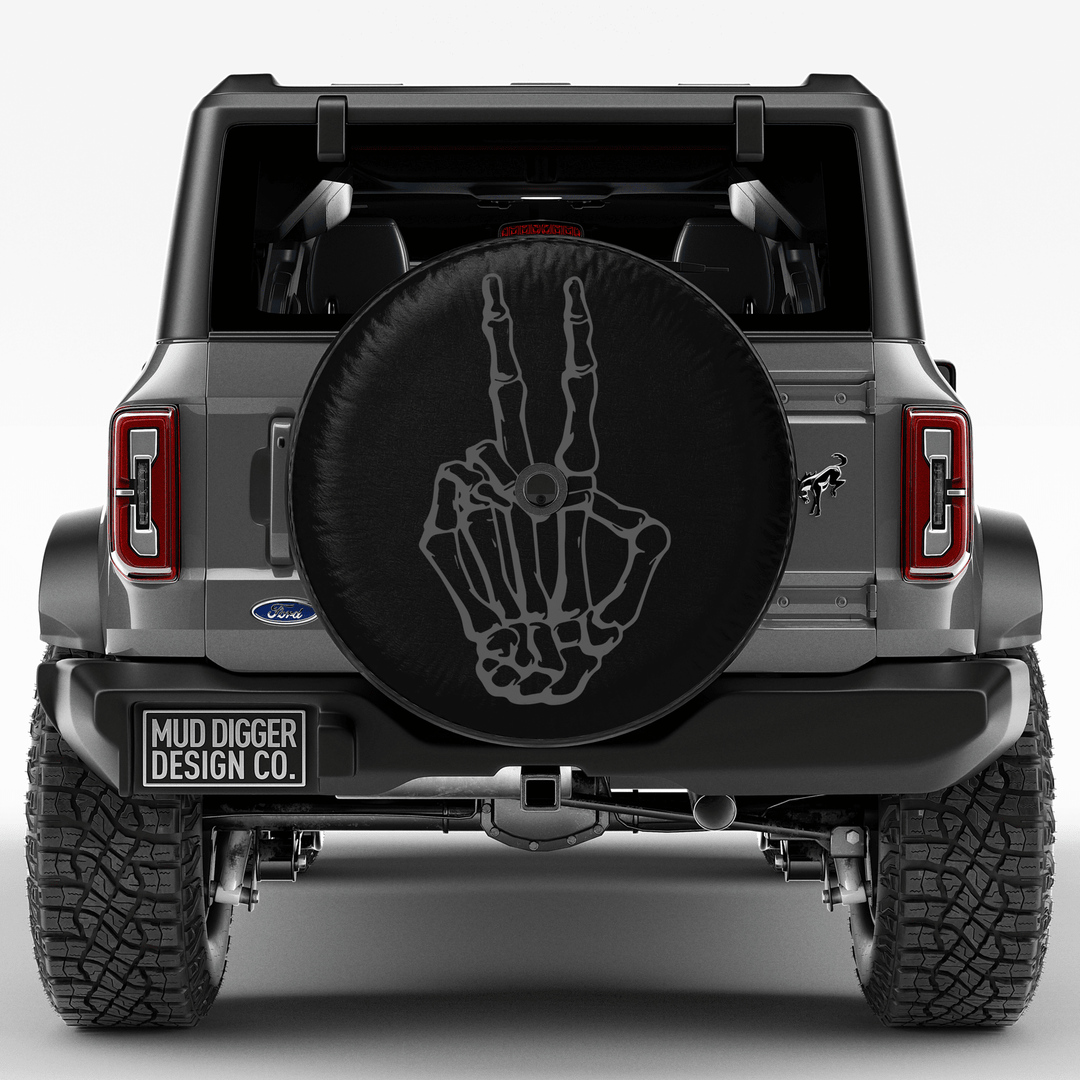 Skeleton Peace Sign Tire Cover