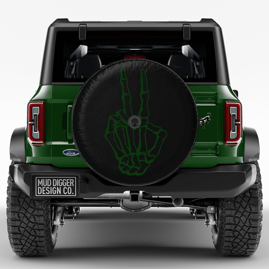 Skeleton Peace Sign Tire Cover