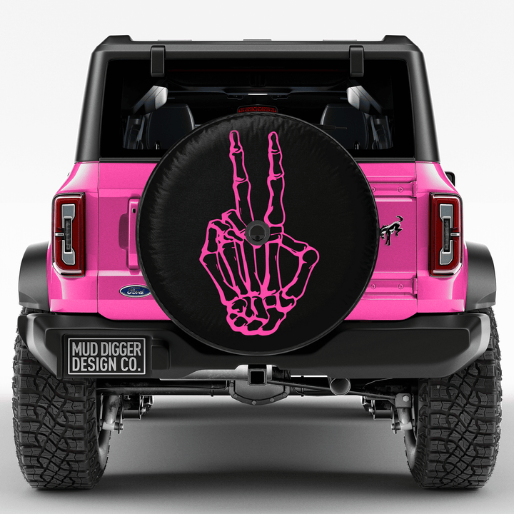 Skeleton Peace Sign Tire Cover