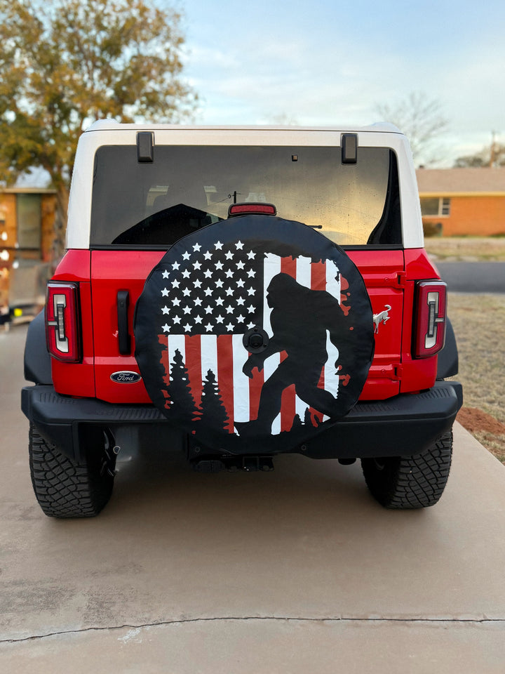 Bigfoot Flag Tire Cover