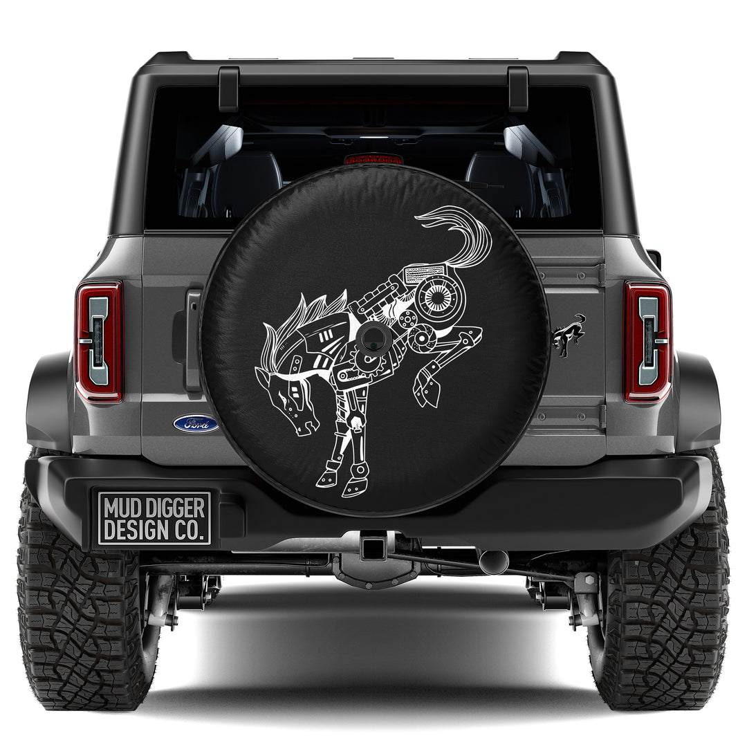 Mechanical Bronco spare tire cover, backup camera compatible, made in USA