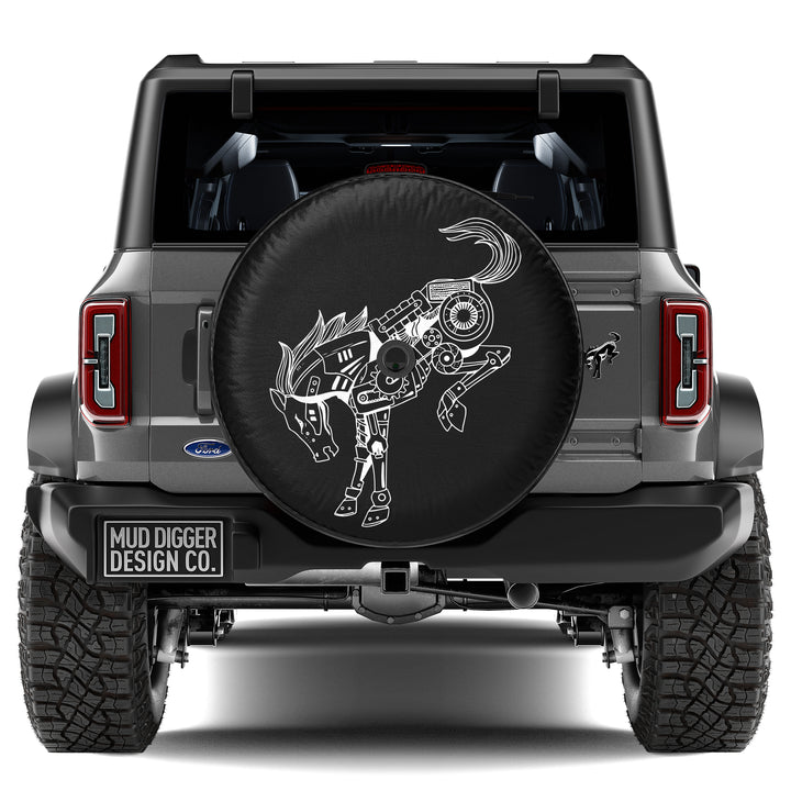 Mechanical Bronco spare tire cover, backup camera compatible, made in USA