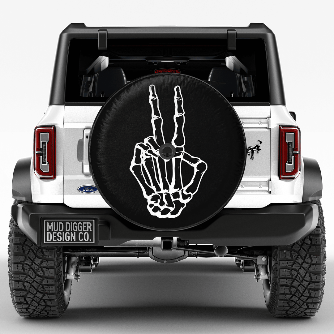 Skeleton Peace Sign Tire Cover