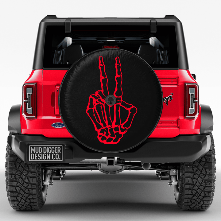 Skeleton Peace Sign Tire Cover