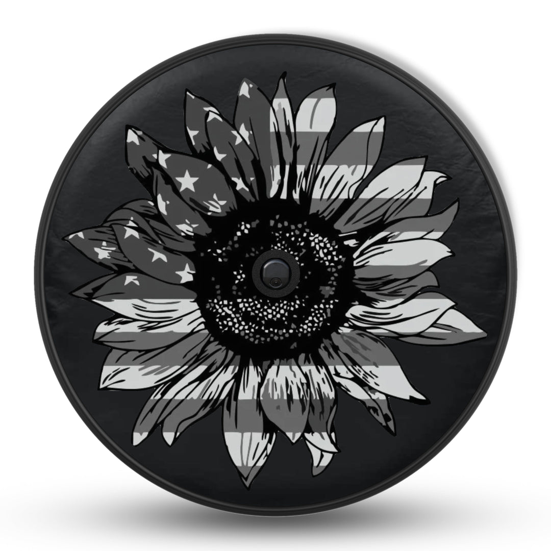 B&W Sunflower Flag Tire Cover