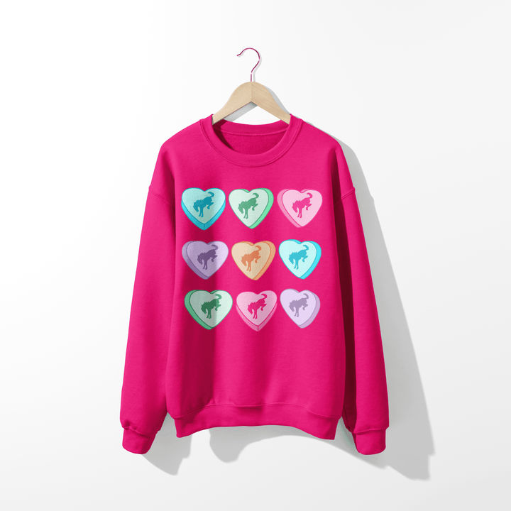 Bronco Candy Heart Crewneck Sweatshirt
