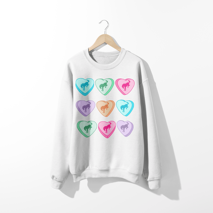 Bronco Candy Heart Crewneck Sweatshirt